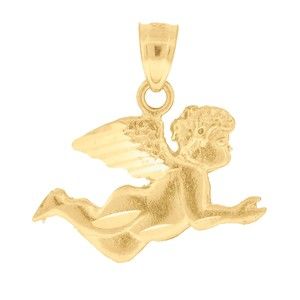 10kt 10k Yellow Gold Unisex Angel Religious Charm Pendant
